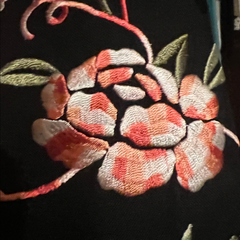 Floral Embroidered Black Coat - Picture 13 of 14